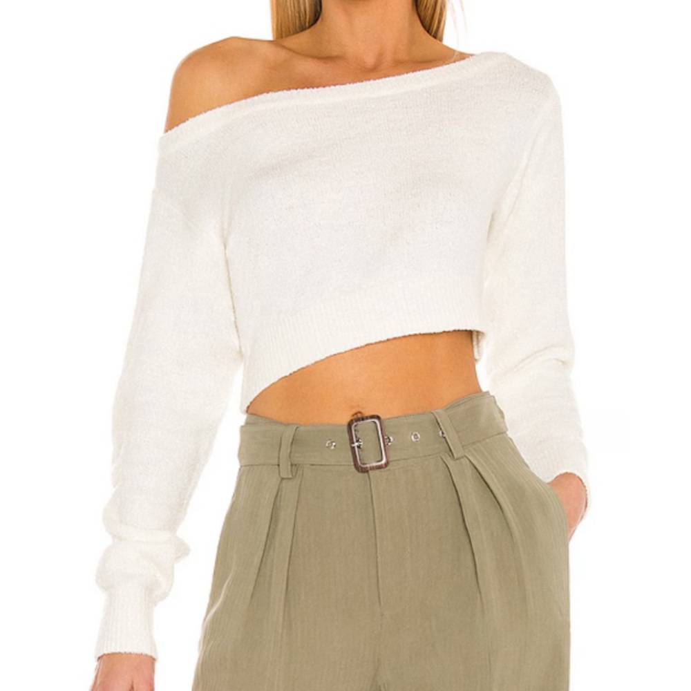 REVOLVE Lovers + Friends Cropped White Sweater - Size S NWT
